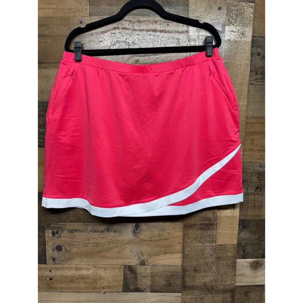 TAIL Activewear Skort Women XL Pink Tennis Golf Athletic Pockets White Trim NWOT